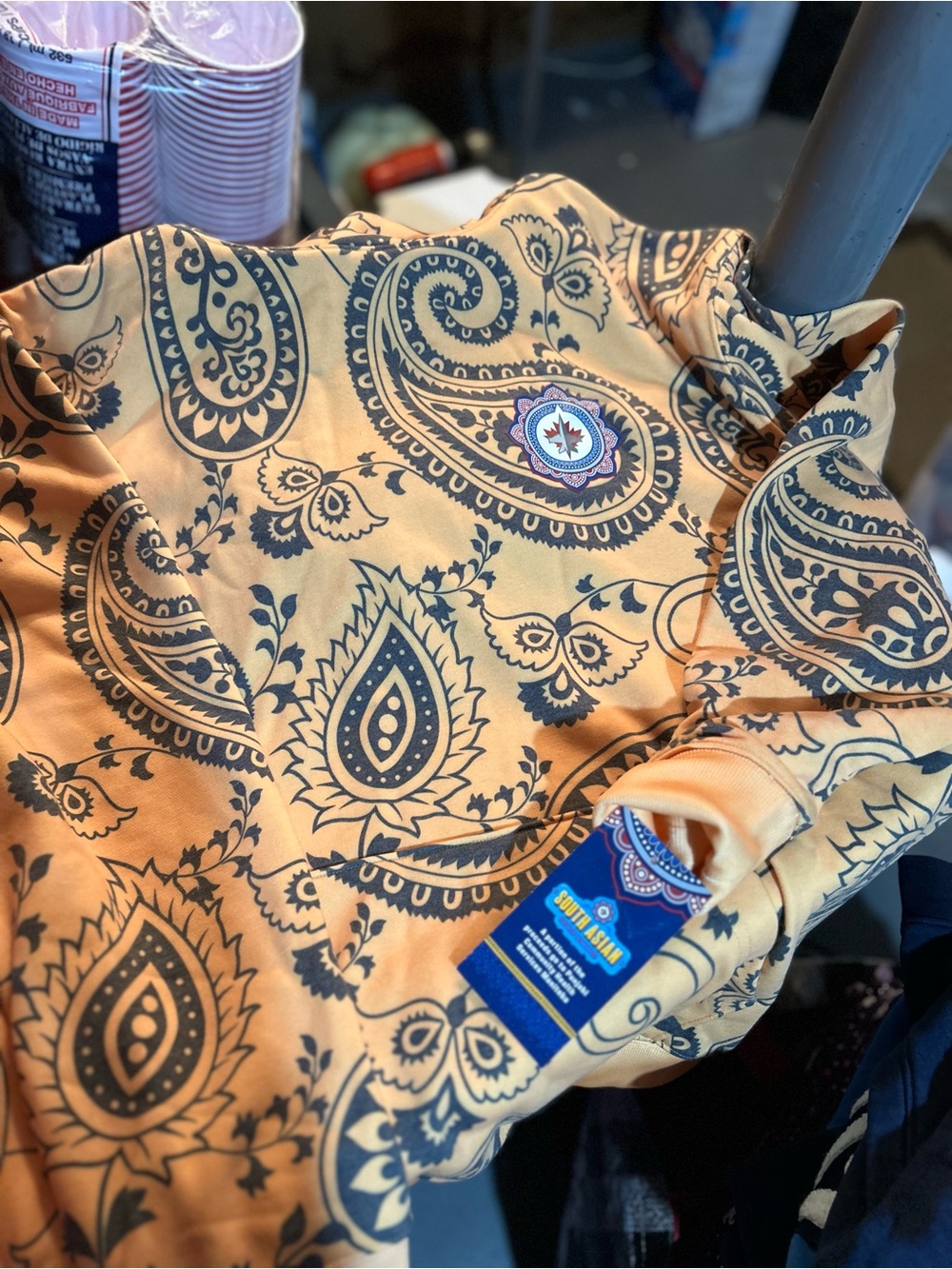 Winnipeg Jets South Asian Heritage Paisley Black and Orange Hoody